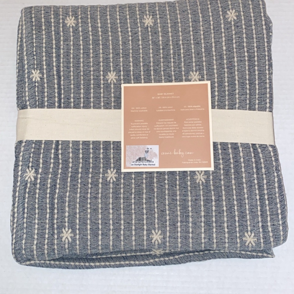 Crane Baby Blanket Striped Woven Cotton‎ Baby Blanket Neutral Decor 30x40 - Picture 4 of 5